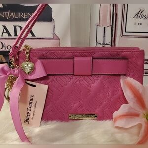 Juicy Couture Pink Faux Leather Wristlet! NWT!